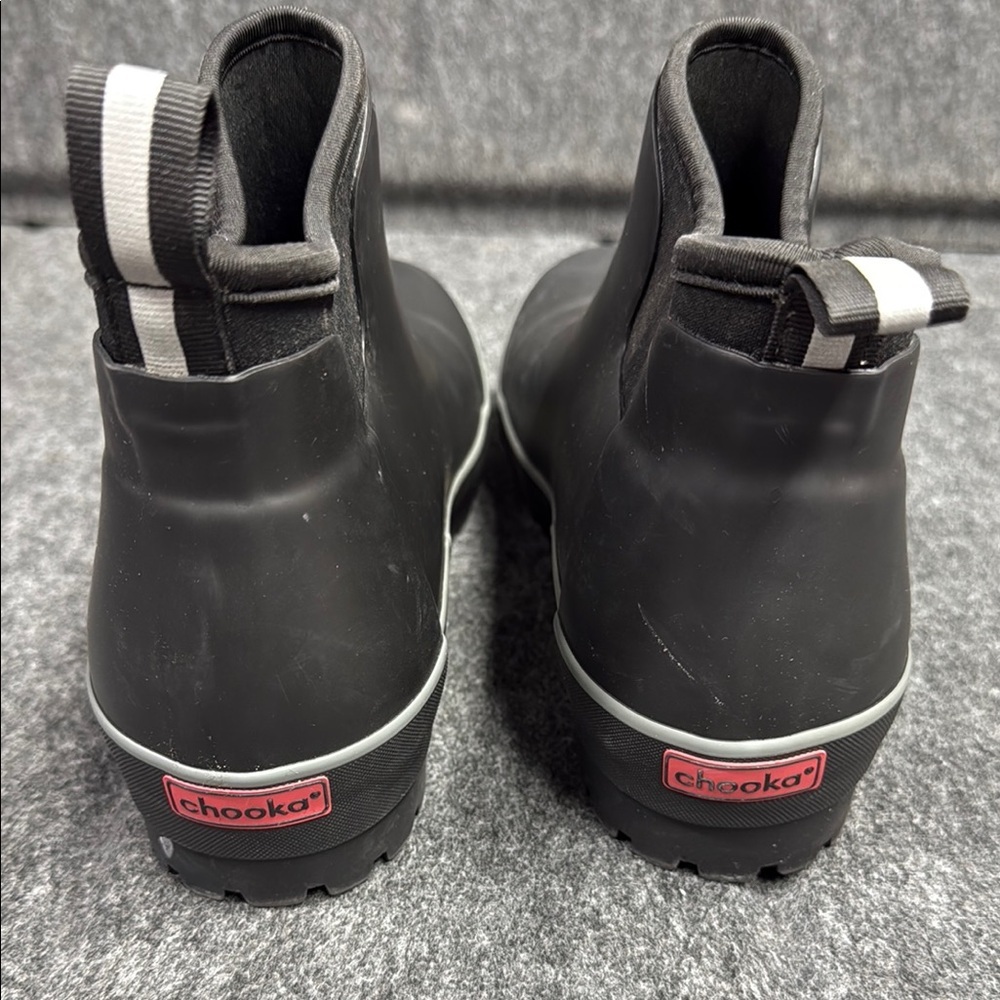 Chooka Black Ankle Boots with Red Accents - Picture 5 of 6